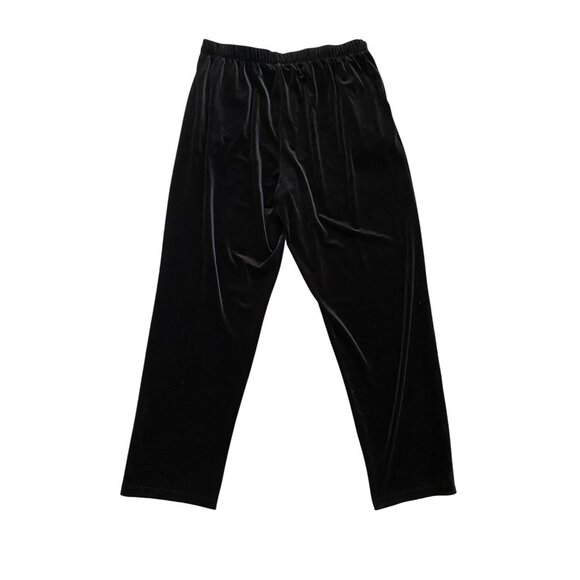 Lands End Womens Black Soft Pull On Velvet Elastic Waist Pants Plus Size XL 18 - Picture 2 of 6